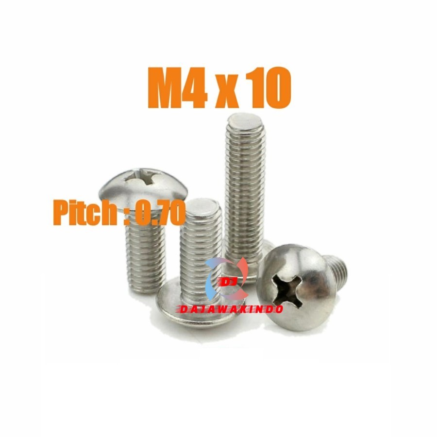 Baut JT Stainless M4 x 10 / Baut Payung SS M4 x 10 / JT SS M4 x 10