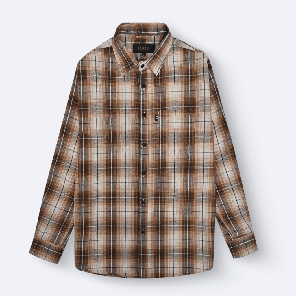 Broodis Kemeja Flannel Osaka Brown Lengan Panjang