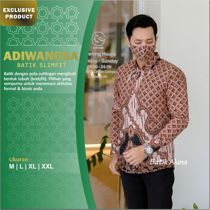 Kemeja Batik Anak Muda Pria Slimfit Premium Baju Kondangan Adiwangsa by Aluna