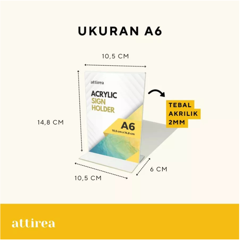 

Acrylic Tent Holder A6 T / Akrilik A6 T PORTRAIT Acrilic 2mm - TEMPAT QRIS BROSUR