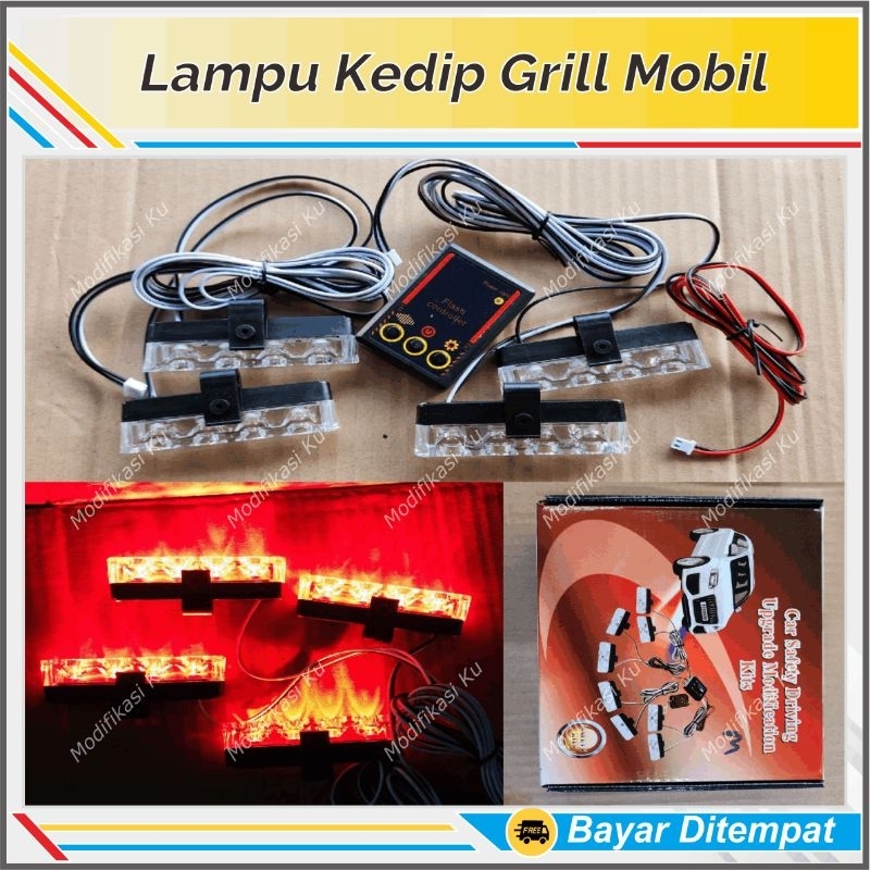 LAMPU KEDIP GRILL BUMPER DRL MOBIL MOTOR 16 MATA FLASH LIGHT LED TEMBAK INNOVA GRANDMAX HIACE APV LU