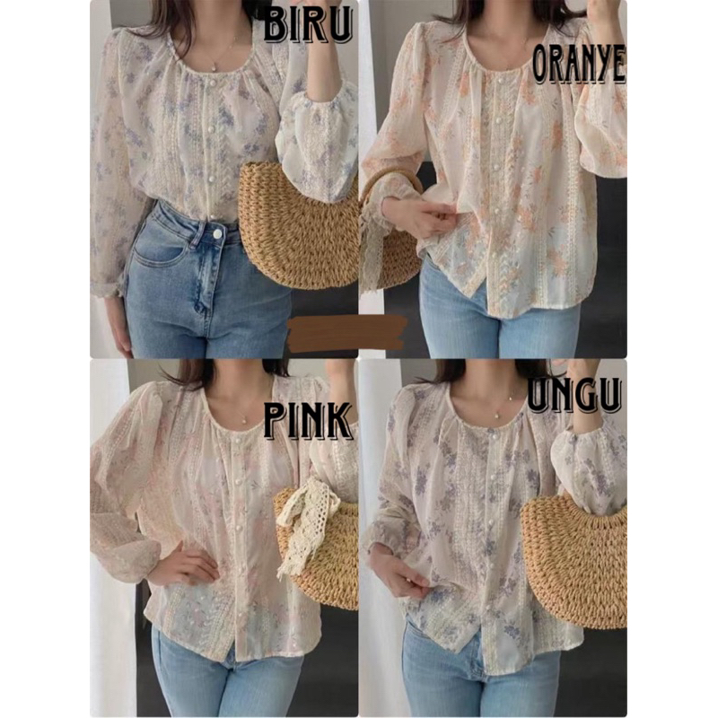 BLOUSE LENGAN PANJANG BAHAN KATUN BORDIR IMPORT