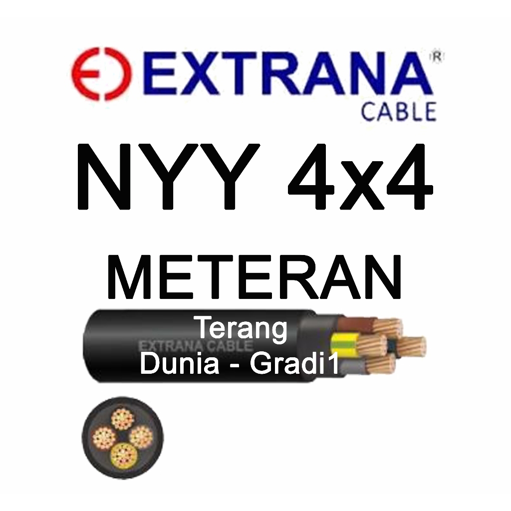 Kabel NYY 4x4 Meteran Kabel Tufur 4x4 Extrana Meteran Kabel Hitam Tunggal 4x4 Meteran Kabel Extrana 