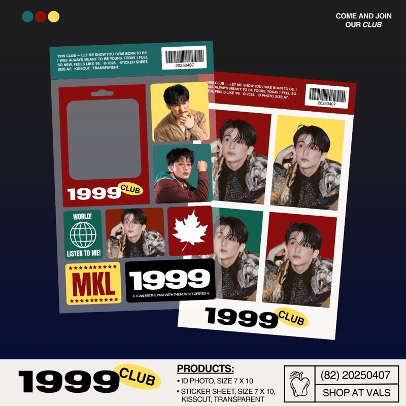 [shopatvals] mark 1999 club — sticker sheet, id photo