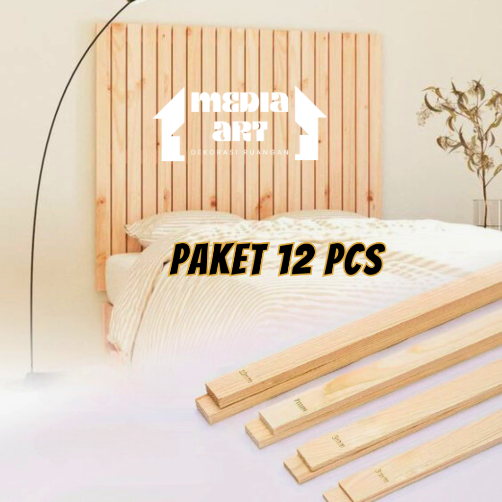 12 PCS Wall Batten Dekorasi List Kayu Hiasan Dinding Wall Panel Wall Molding Wall Moulding