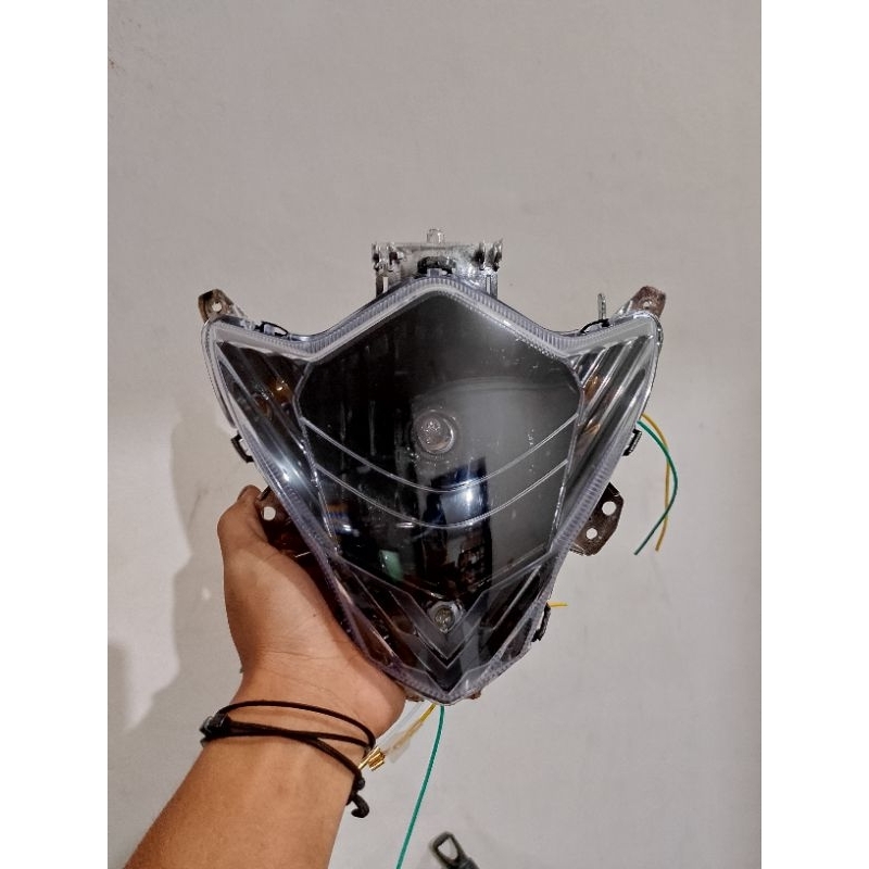 Reflektor Lampu Depan Satria Fu Facelift Tanpa Frame Custom Hitam Smoke Komplit