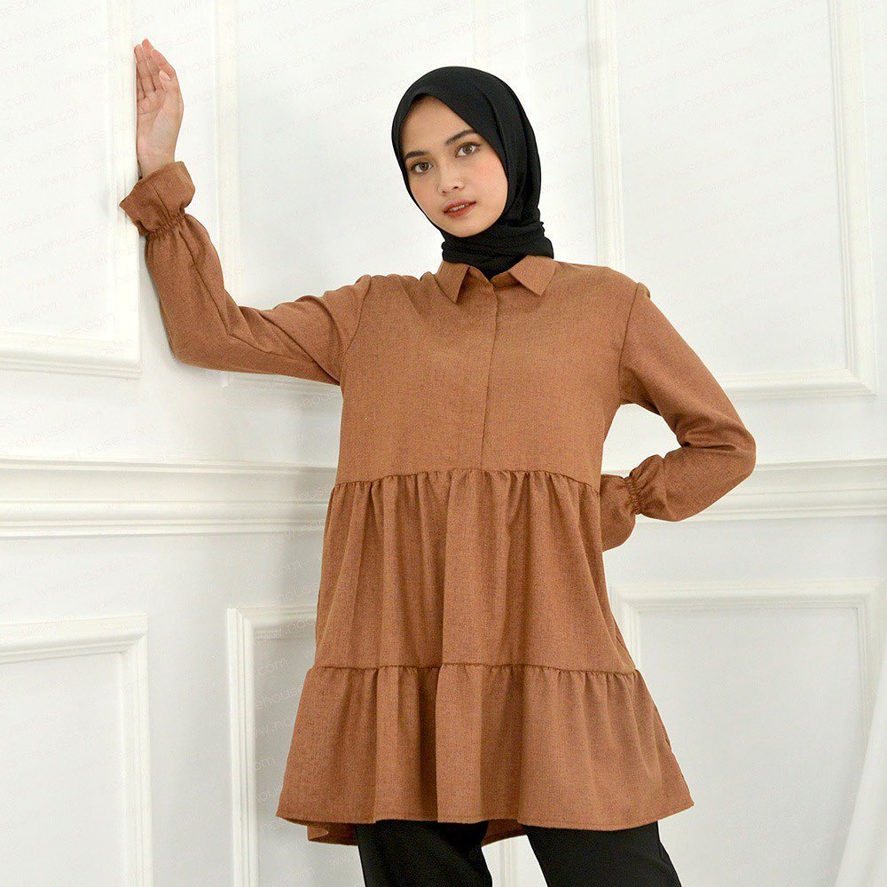 PROMO CUCI GUDANG / NACRE LAURA TUNIK ATASAN WANITA TUNIK POLOS BAHAN KATUN MADINAH
