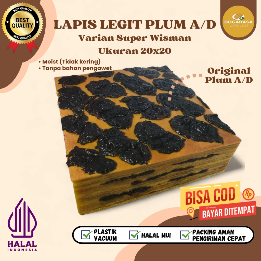

Lapis Legit Plam A/D Lapis Legit Wisman Premium Bolu Legit Varian Super Wisman 12 Plam ukuran 20x20