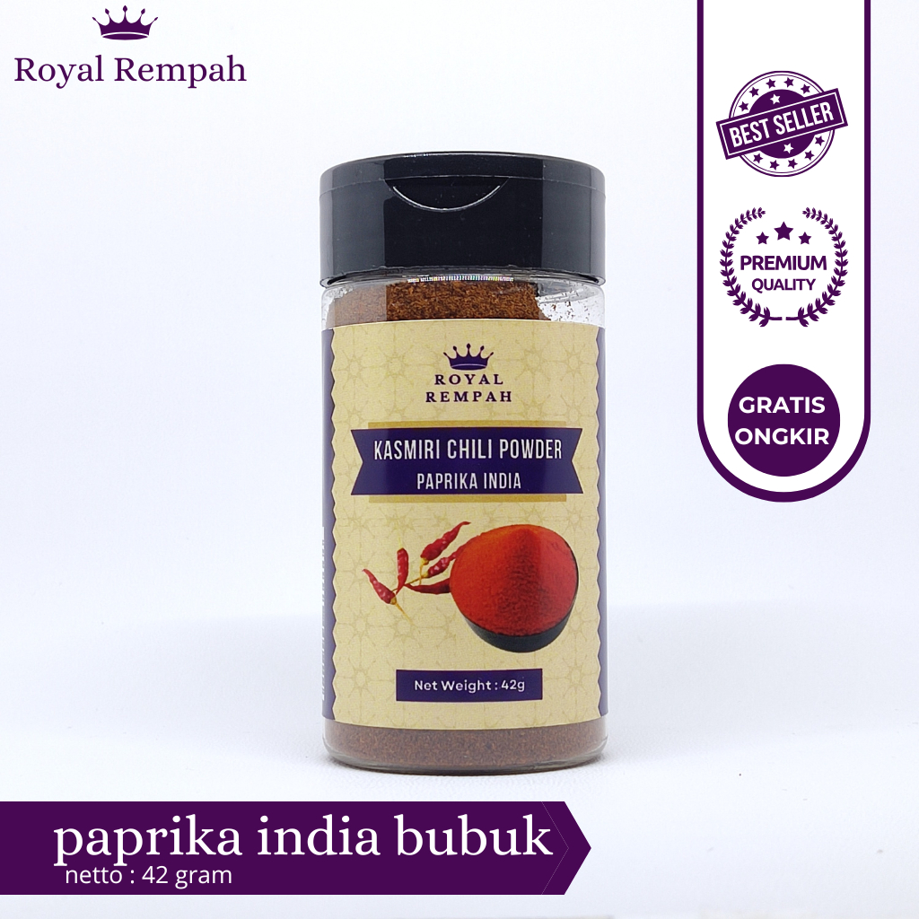 

Royal Rempah Paprika India Bubuk - Kashmiri Chili Powder Warna Merah Cerah & Tidak Terlalu Pedas