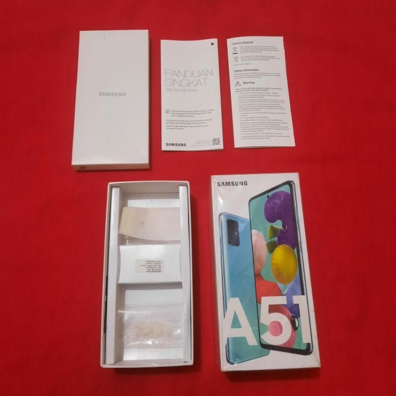 dus box samsung galaxy a51 prism crush blue original 100% copotan sein lengkap manual book