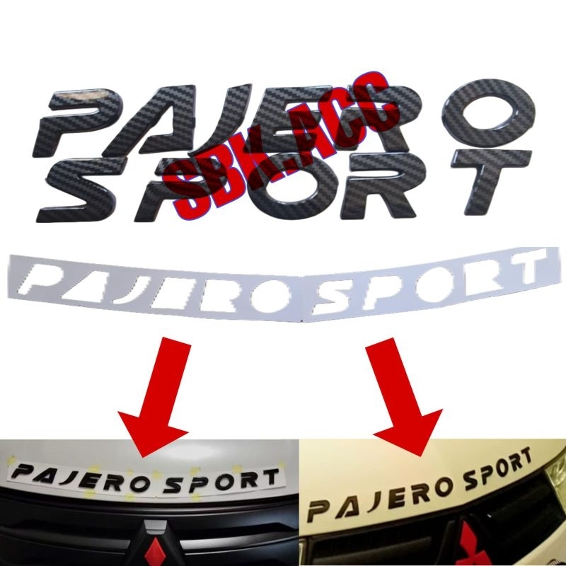 Engine Hood Emblem Kap Mesin Pajero Sport Carbon Glossy/ Logo Kap Mesin Pajero Sport Karbon Glossy