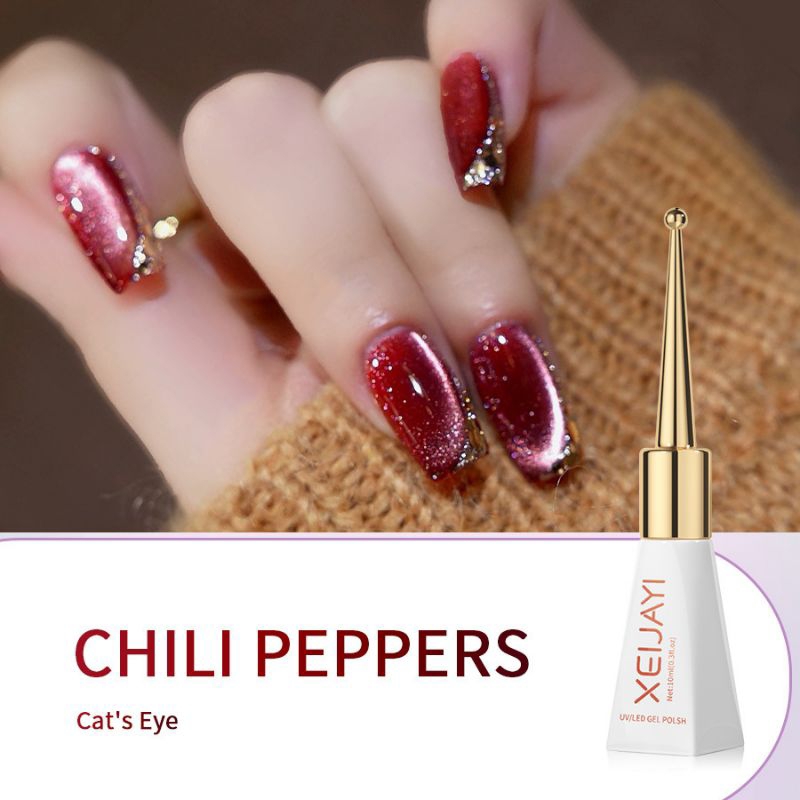 Kutek Cat Eye Maroon Merah Xeijayi / Kutek Gel Maroon Merah