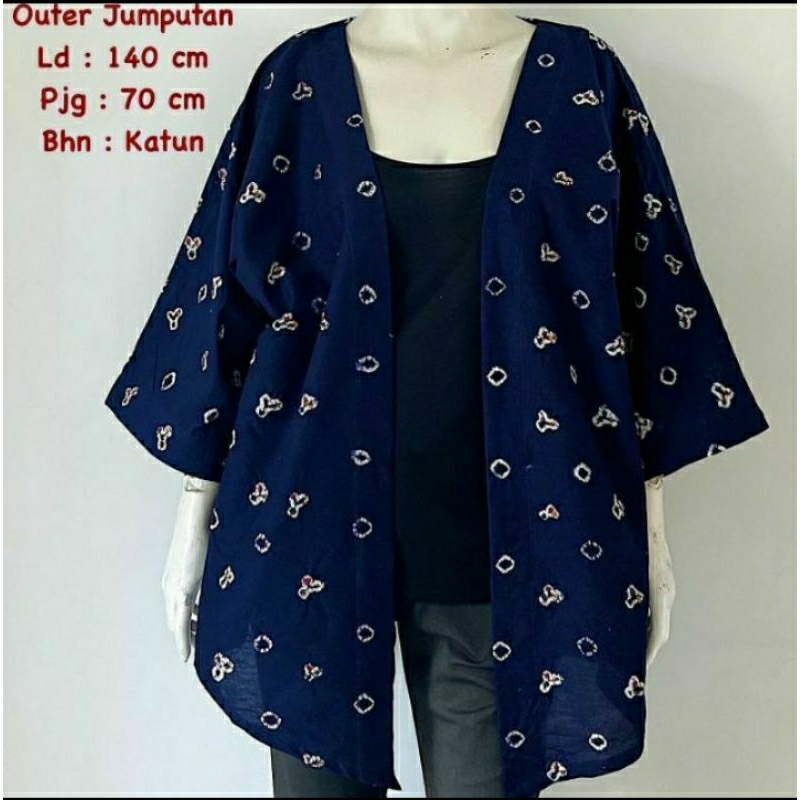 Outer Jumputan Super Jumbo Batik Solo Vest Cardi Outer Batik Wanita