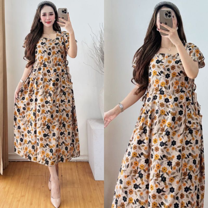 Dress Amanda Midi Dress Rayon Premium Jumbo Daster Jumbo