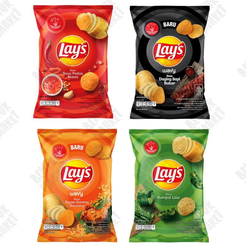 

LAYS Keripik Kentang Rasa Rumput Laut / Daging Sapi Bakar / Saus Pedas Manis / Ayam Goreng Bawang 31gr / Keripik Kentang