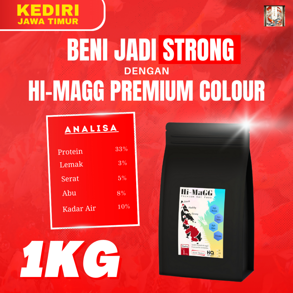 PAKAN KOI WARNA MERAH STRONG 1KG / PAKAN PELET 1KG IKAN KOI WARNA MERAH HI-MAGG PREMIUM COLOUR 1 KG