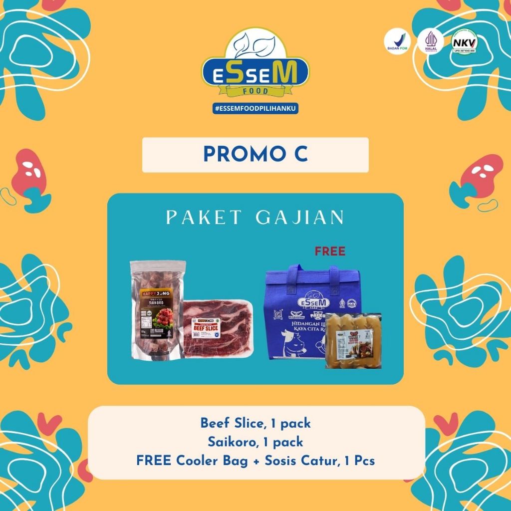 

BUNDLING C (BEEF SLICE 1 PACK + SAIKORO 1 PACK *FREE COOLER BAG & FREE SOSIS BAKAR CATUR 1 PACK)