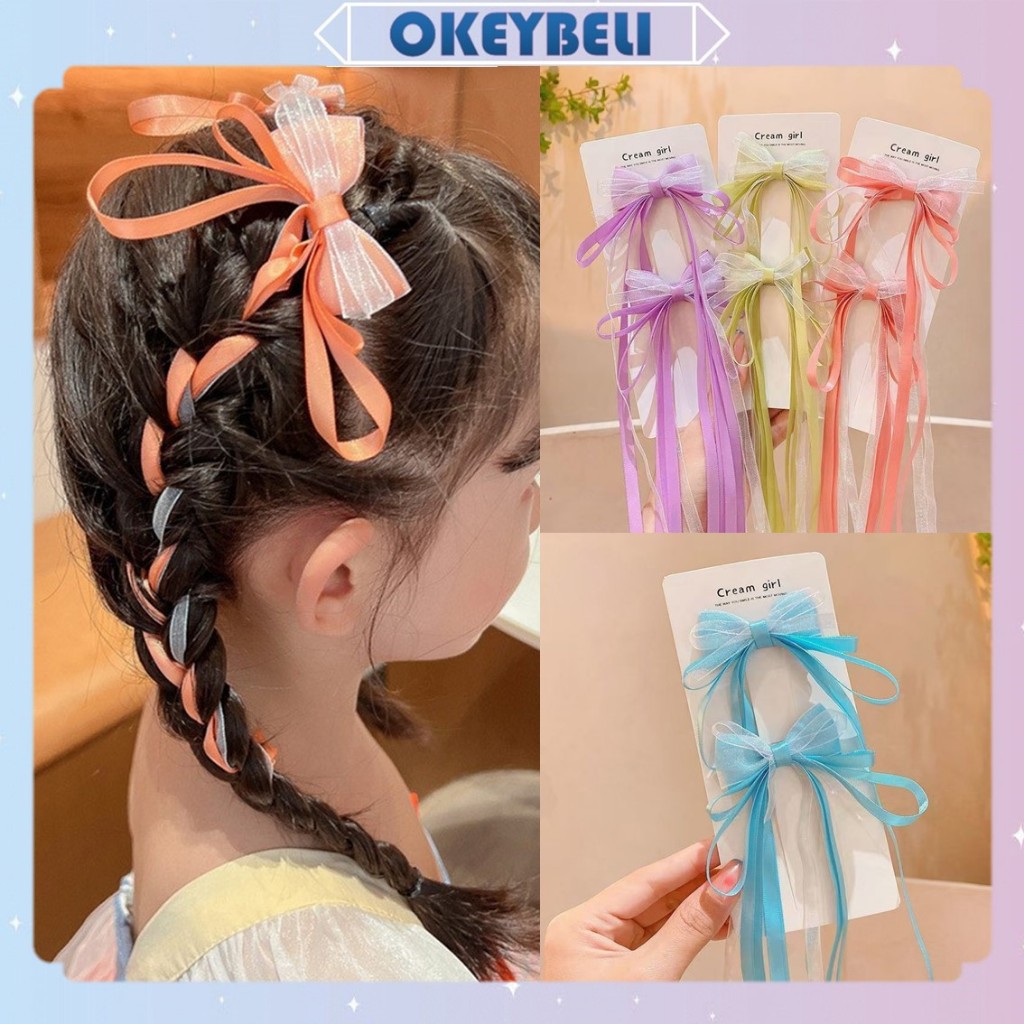 •OKEY BELI•JP2034 Jepitan Ikat Rambut Anak Model Pita Rumbai Panjang Kepang Korea Aksesoris Rambut