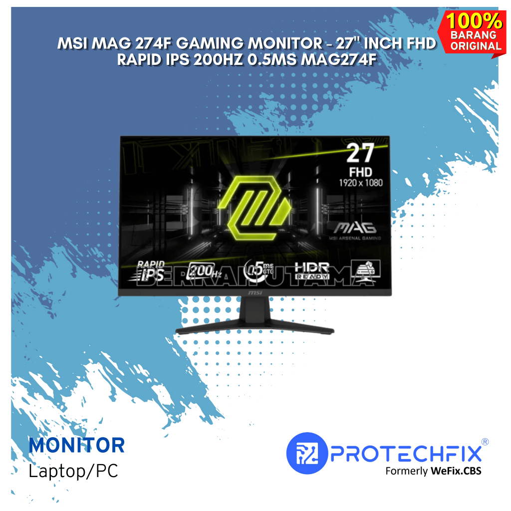 MSI MAG 274F GAMING MONITOR - 27" INCH FHD RAPID IPS 200Hz 0.5ms MAG274F