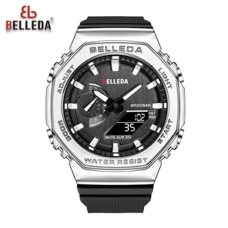 JAM TANGAN PRIA BELLEDA 9529 RUBBER DUALTIME BERGARANSI