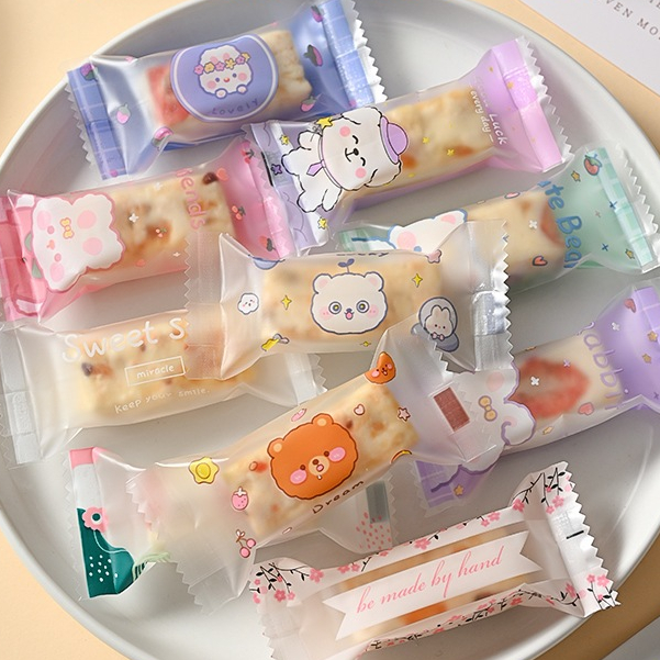 100pc Plastik Packing Cookies Nougat Nastar Candy Permen Jelly - Plastik Kemasan Sealer 4 x 9.5cm