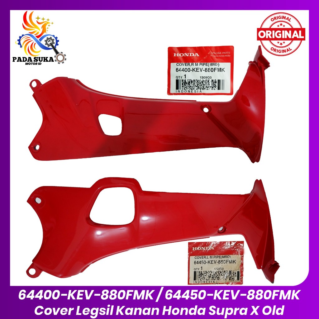 Cover Sayap Dalam Set Sebelah Kanan / Legsil Motor Honda Supra X Old Lama Warna Merah 64400KEV880FMK