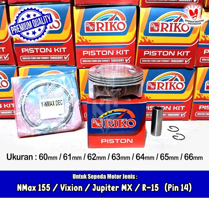 Piston Kit NMax N Max Jupiter MX Vixion DEC Bore Up 60 61 62 63 64 65 66 mm Pin 14