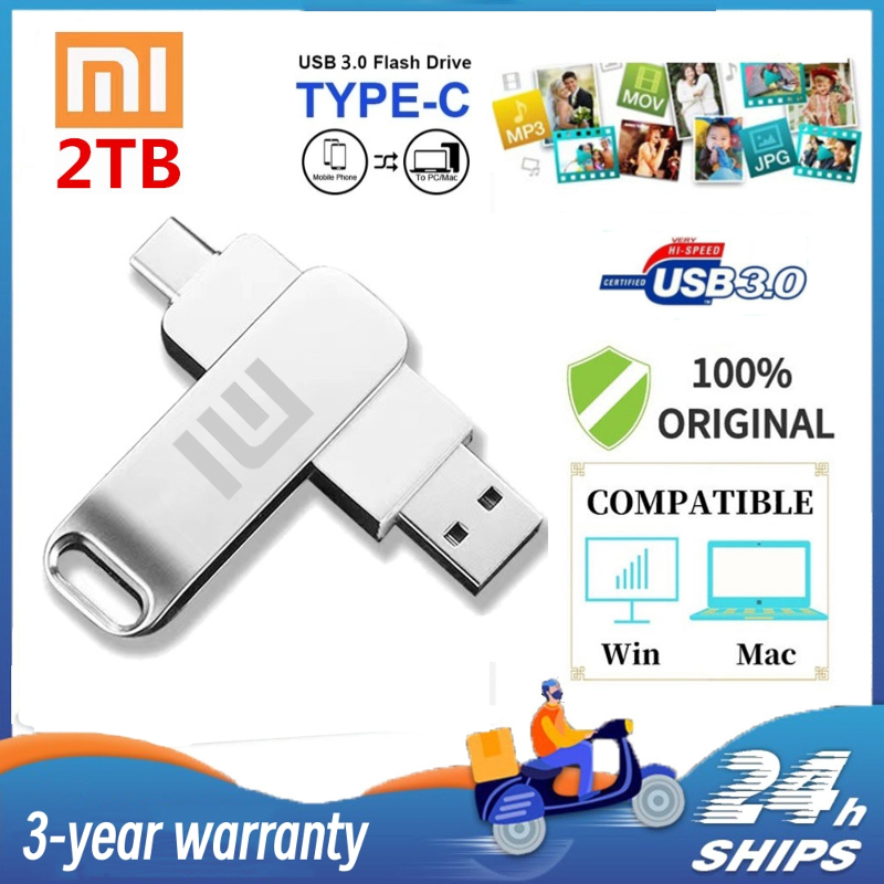 Xiaomi TYPE-C Flashdisk USB Kecepatan Tinggi, Driver Flash Logam USB 1tb 2tb, USB Flash Drive Untuk