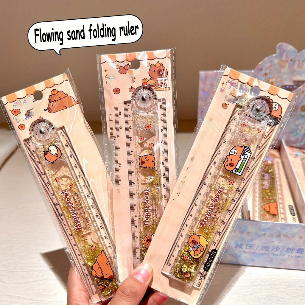 

Penggaris Lipat 30cm Gliter Quick Sand Glitter Ruler Capybara Astro Sanrio Ultraman