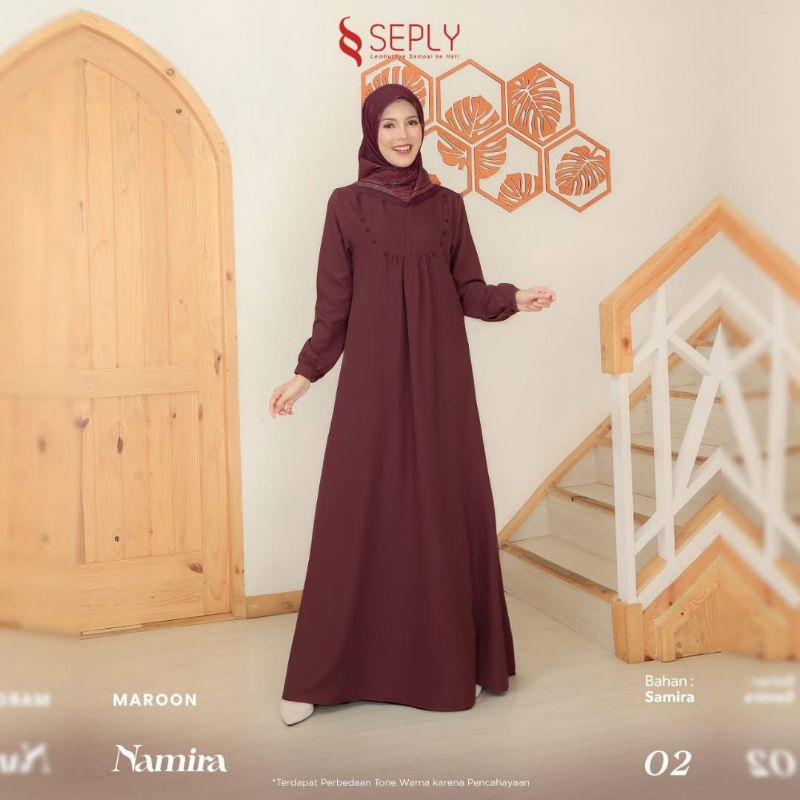 Gamis Seply Namira Maroon