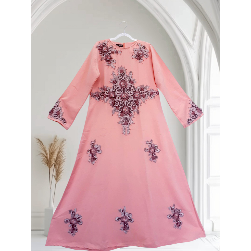 GAMIS PESTA PEACH/SALEM BORDIR LD 96 PB 130 PRELOVED PREMIUM