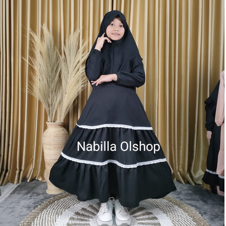 Aira Syar'i | Muslim Anak Perempuan | Syari Anak | Terbaru | Gamis Anak | Termurah | Dres + Hijab | 