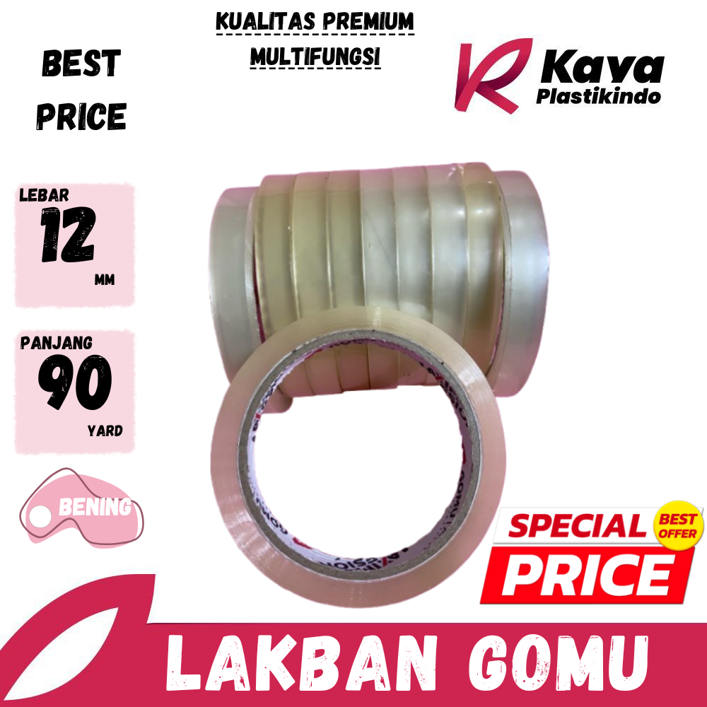 

Lakban Bening 12Mm 90Yard/Isolasi Bening / Lakban / Solatip Kecil Merk Gomutape