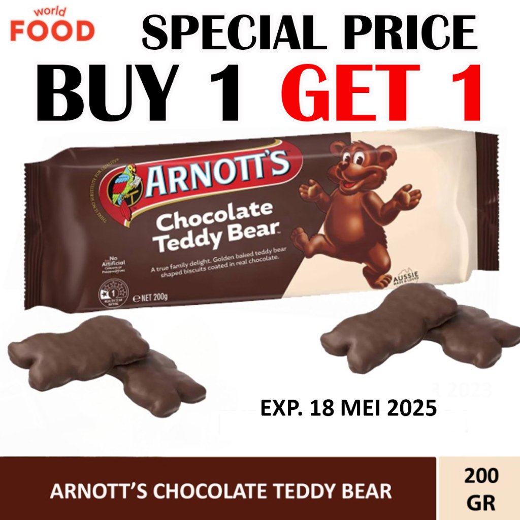 

ARNOTT'S CHOCOLATE TEDDY BEAR NETTO 200GR * PROMO BUY 1 GET 1 FREE *
