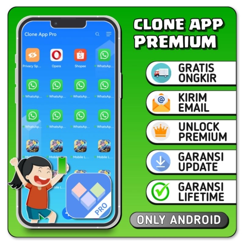 CLONE APP PREMIUM LIFETIME UNLOCK SEMUA FITUR BERBAYAR BERGARANSI