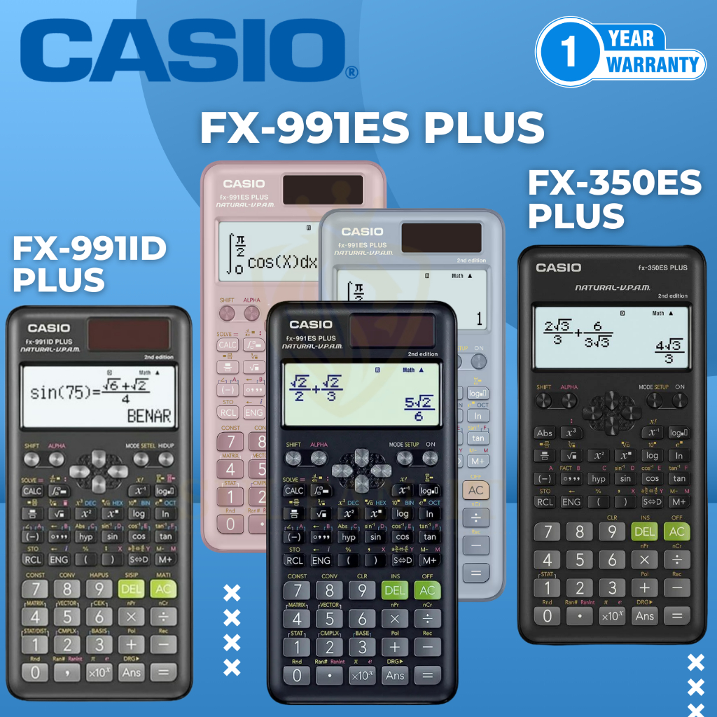 

CALCULATOR CASIO FX 991 ID PLUS / FX 991 ES PLUS BLACK BLUE PINK KALKULATOR CASIO 991-ID 991-ES 991ID 991 ES / FX 350ES Original
