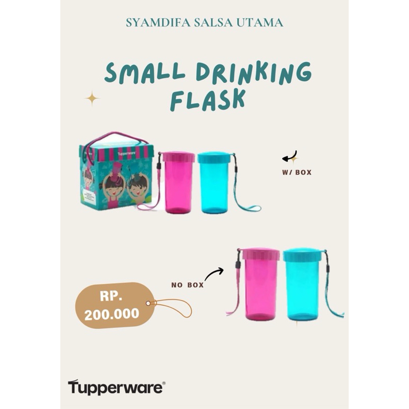 Tupperware Ori - Small Drinking Flask (2) Pink Blue 325ML