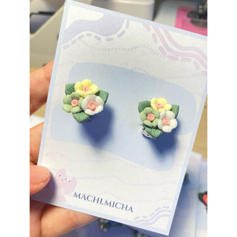 anting jepit buket bunga korean style kecil 3 bunga anting hijab