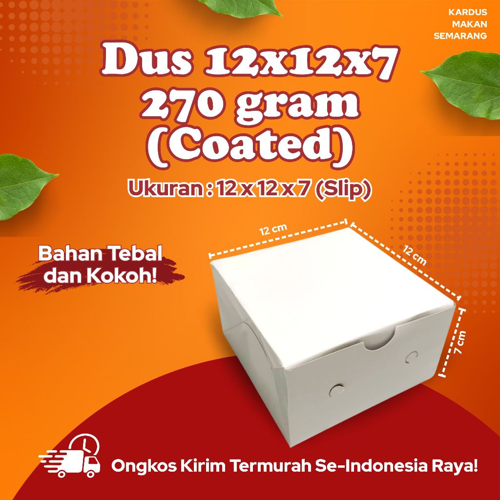 

Dus12x12x7 Makanan 12cm x 12cm x 7 cm Duplex Coated Roti Box Berkat Kardus Kue Coated Tebal Kokoh MurahTebal 270 gram Kotak Makan Nasi Snack Bolu Roti Kue Aqua