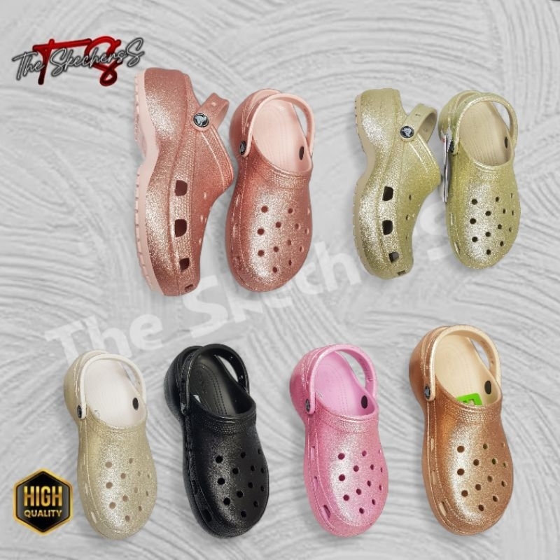 Crocs Platform glitter / sepatu platform / crocs platform glitter