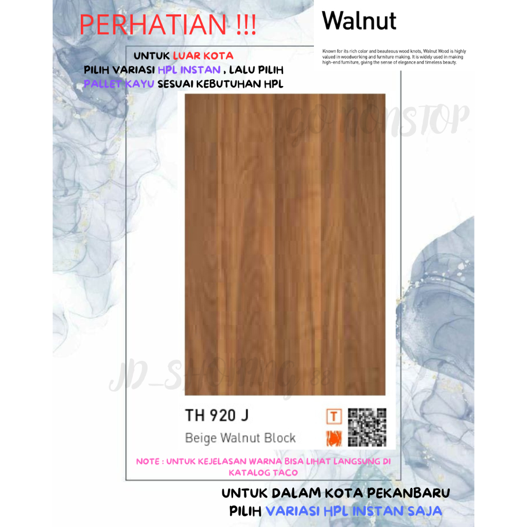 (LUAR KOTA WAJIB PALLET KAYU) HPL TACO WOODGRAIN TH 920 J