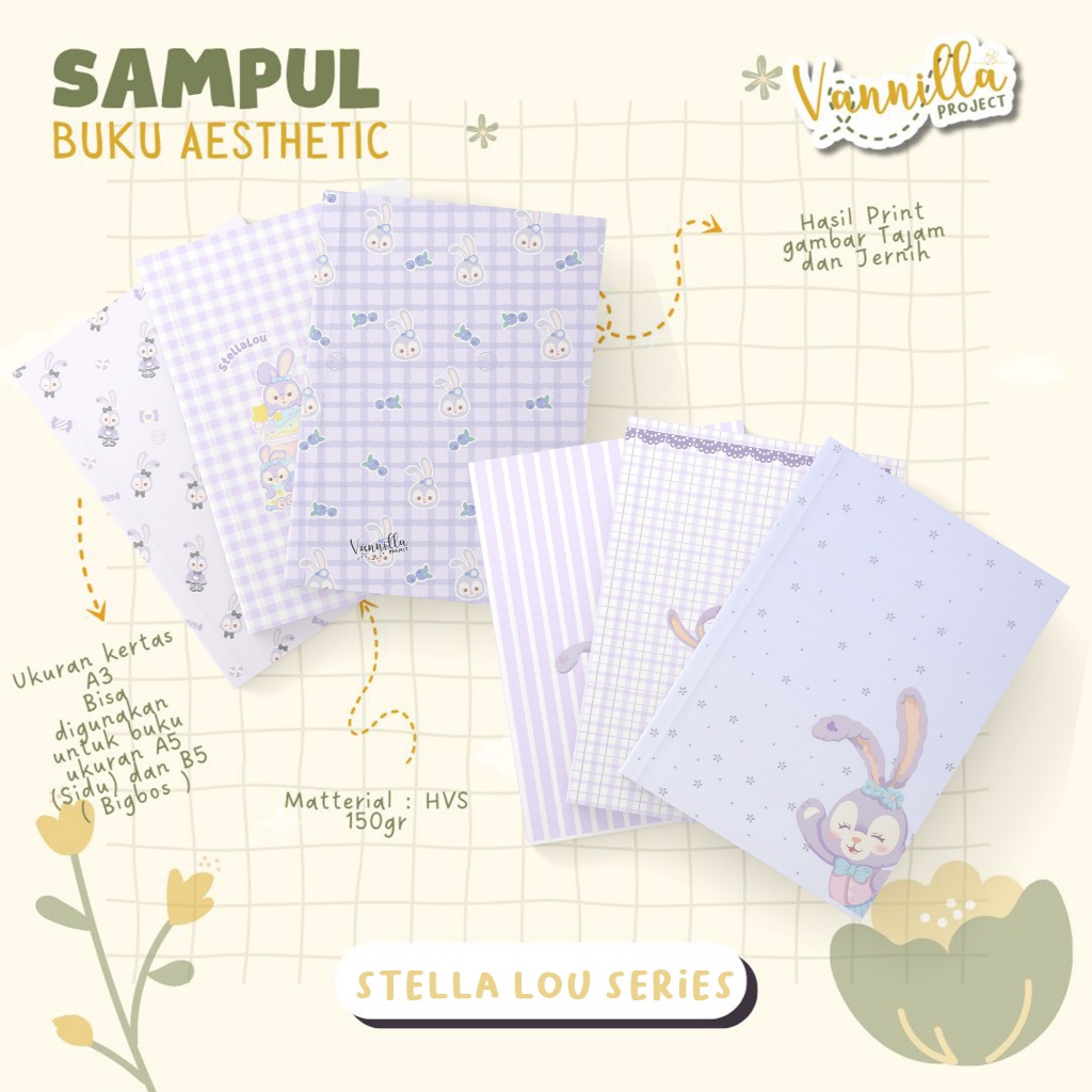 

8 Lembar Sampul Buku Aesthetic A5 & B5 Stella Lou Series Vannilla Project