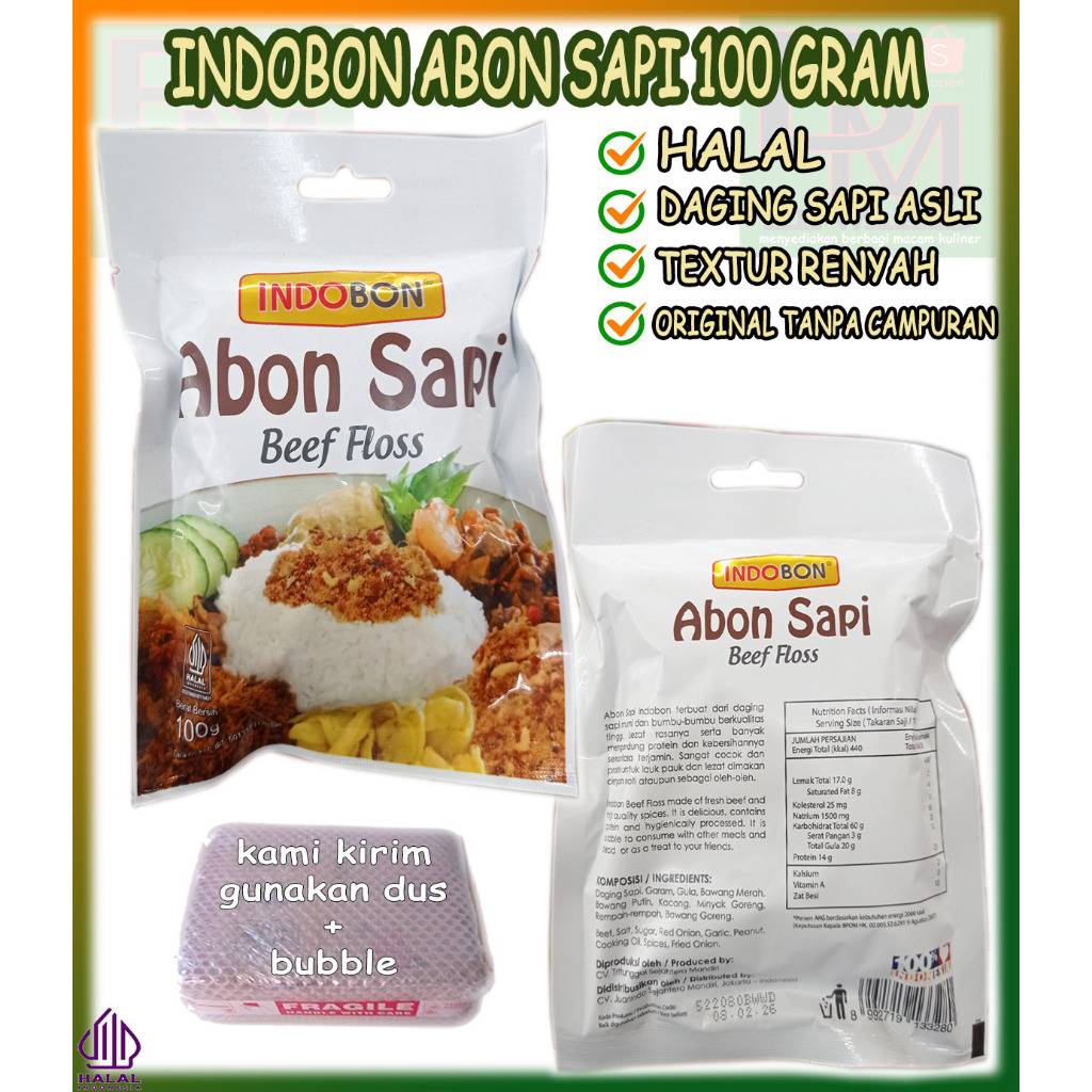 

Abon Sapi Indobon Kemasan 100 Gram Original