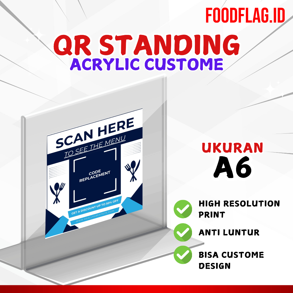 

QR STANDING BARCODE ACRYLIC CUSTOM DESIGN / PEMBAYARAN QRIS DLL