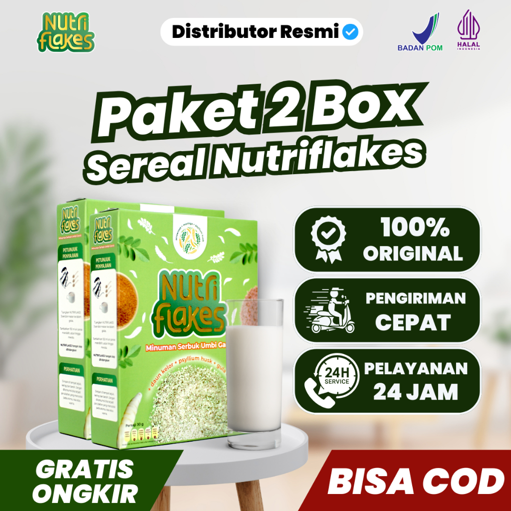 

Paket 2 Box Nutriflakes Original Pilihan Ampuh Atasi Masalah Lambung Sereal Umbi Garut BPOM Halal