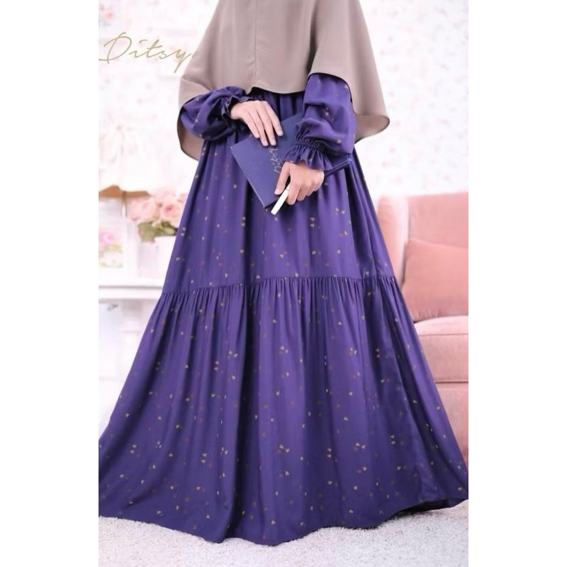 REJECT SALE Veralyn Eggplant Nightgown size M Daster Gamis Ditsy