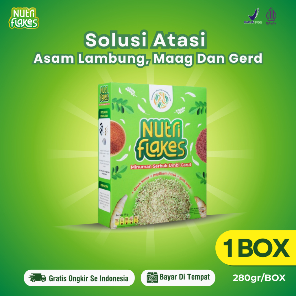 

Nutriflakes Sereal Umbi Garut Ampuh Atasi Asam Lambung, Gerd Dan Maag Paket 1 Box (Grosir)