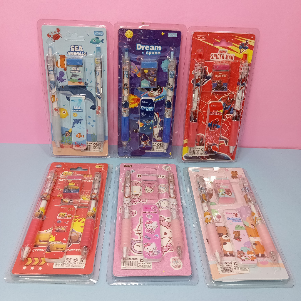 

[ GS ] STATIONERY SET KARAKTER PENSIL SET 4IN1 ATK SEKOLAH