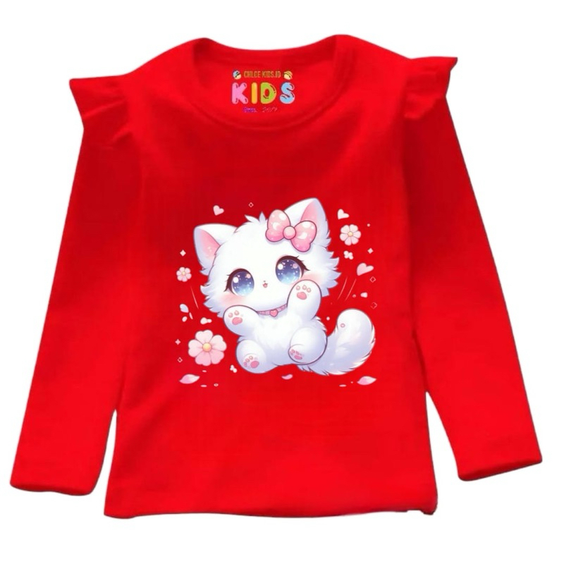 KAOS ANAK PEREMPUAN KAOS ANAK LENGAN PANJANG KAOS ANAK RUFLE USIA 2-10 tahun