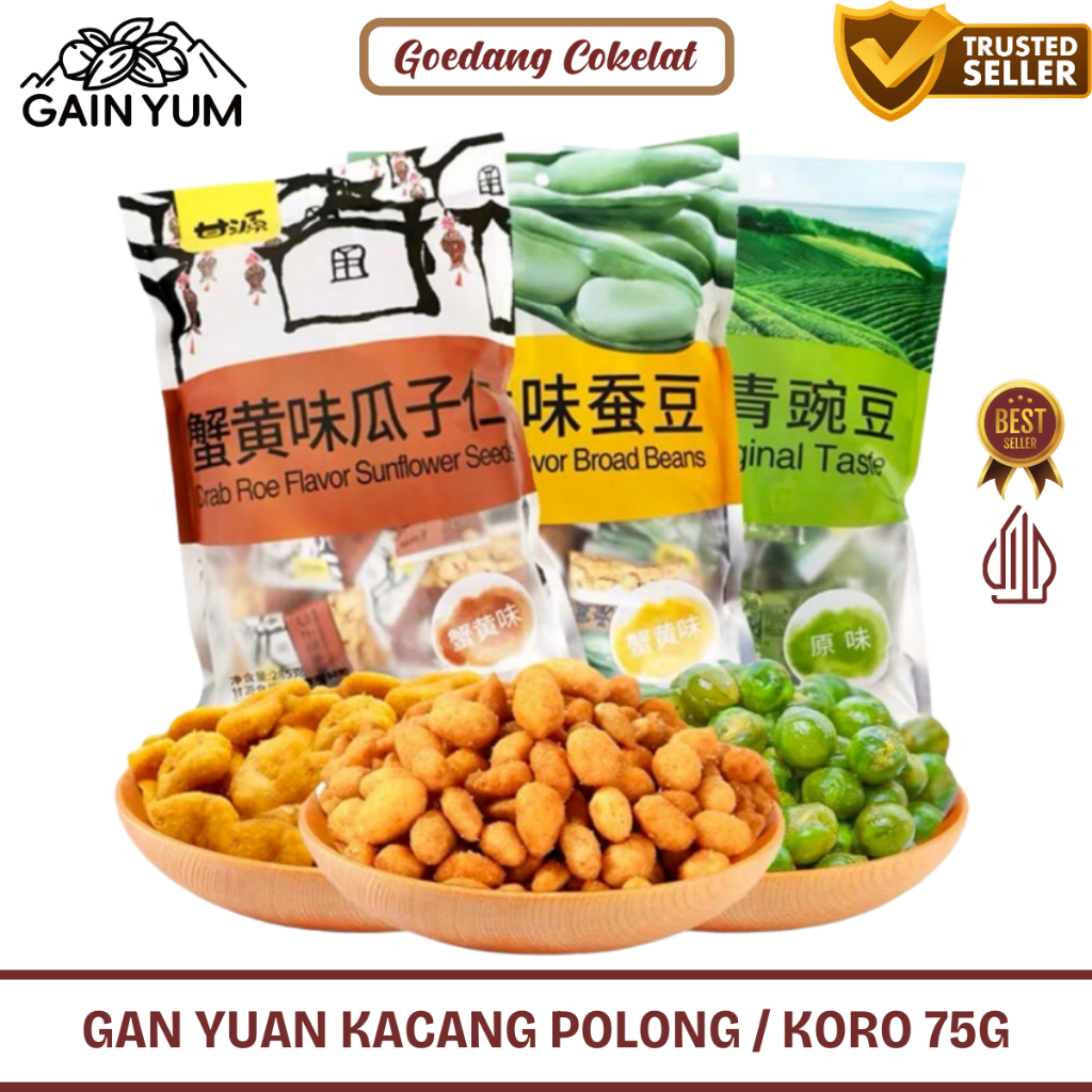 

Gan Yuan Cemilan Kacang Koro Polong Rasa Telur Kepiting Crab Roe Flavour Beans 75g Peas Original Peas Garlic Kacang Ganyuan Kam Yuens Gain Yum